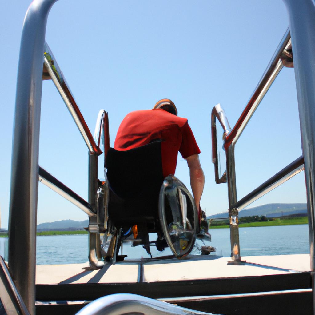 Person using wheelchair boarding boat