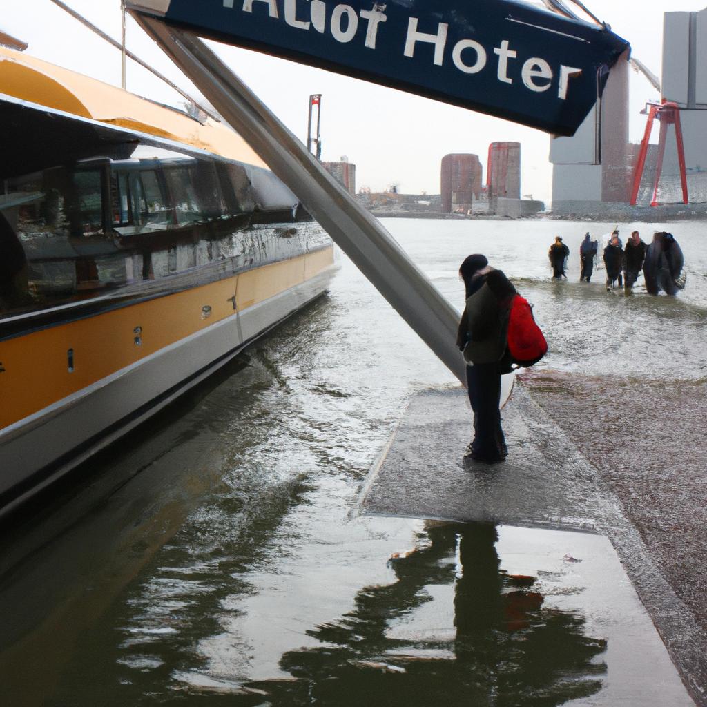 Person boarding Rotterdam Water Bus
