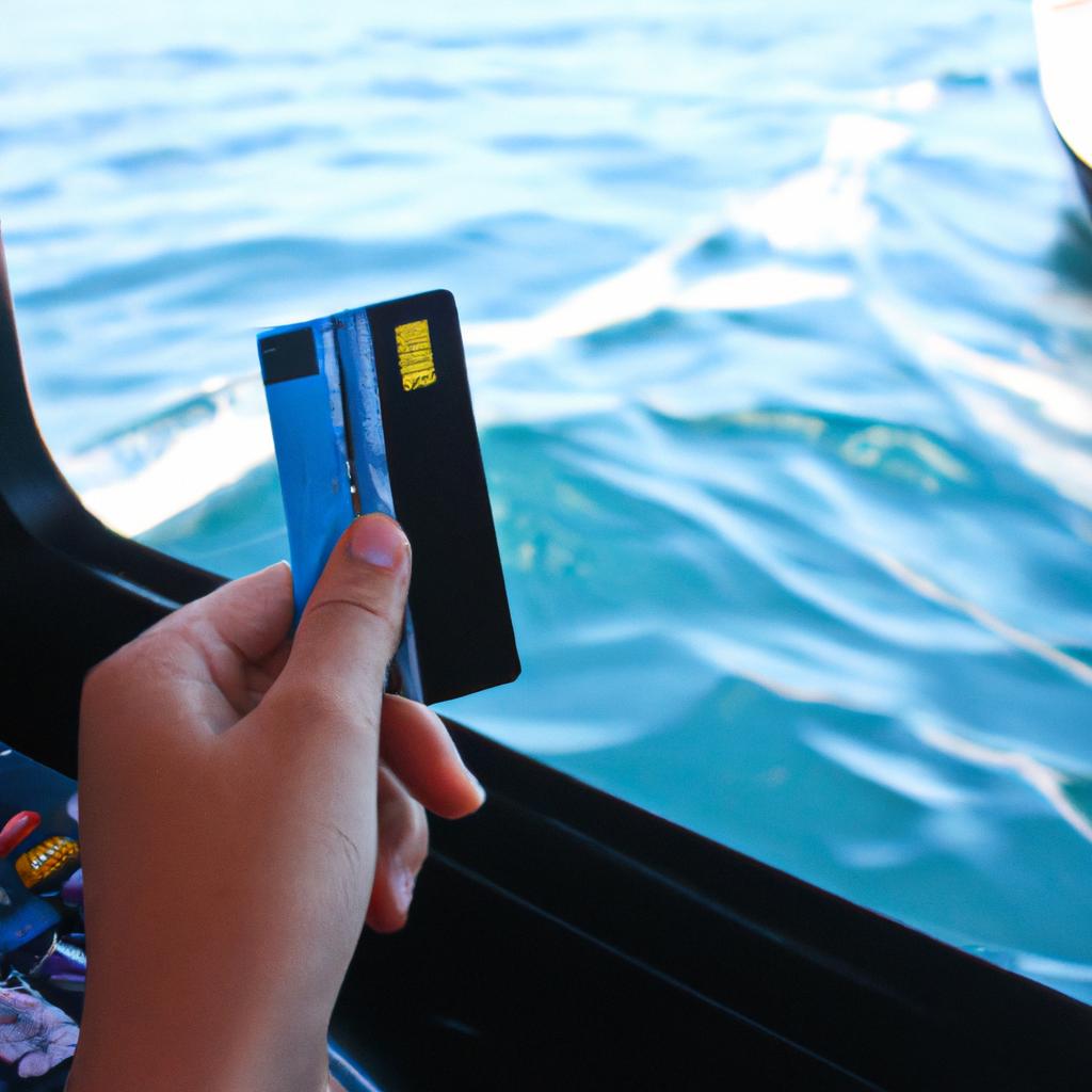 Person using prepaid card on water bus
