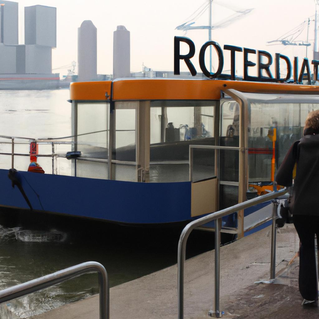 Person boarding Rotterdam Water Bus